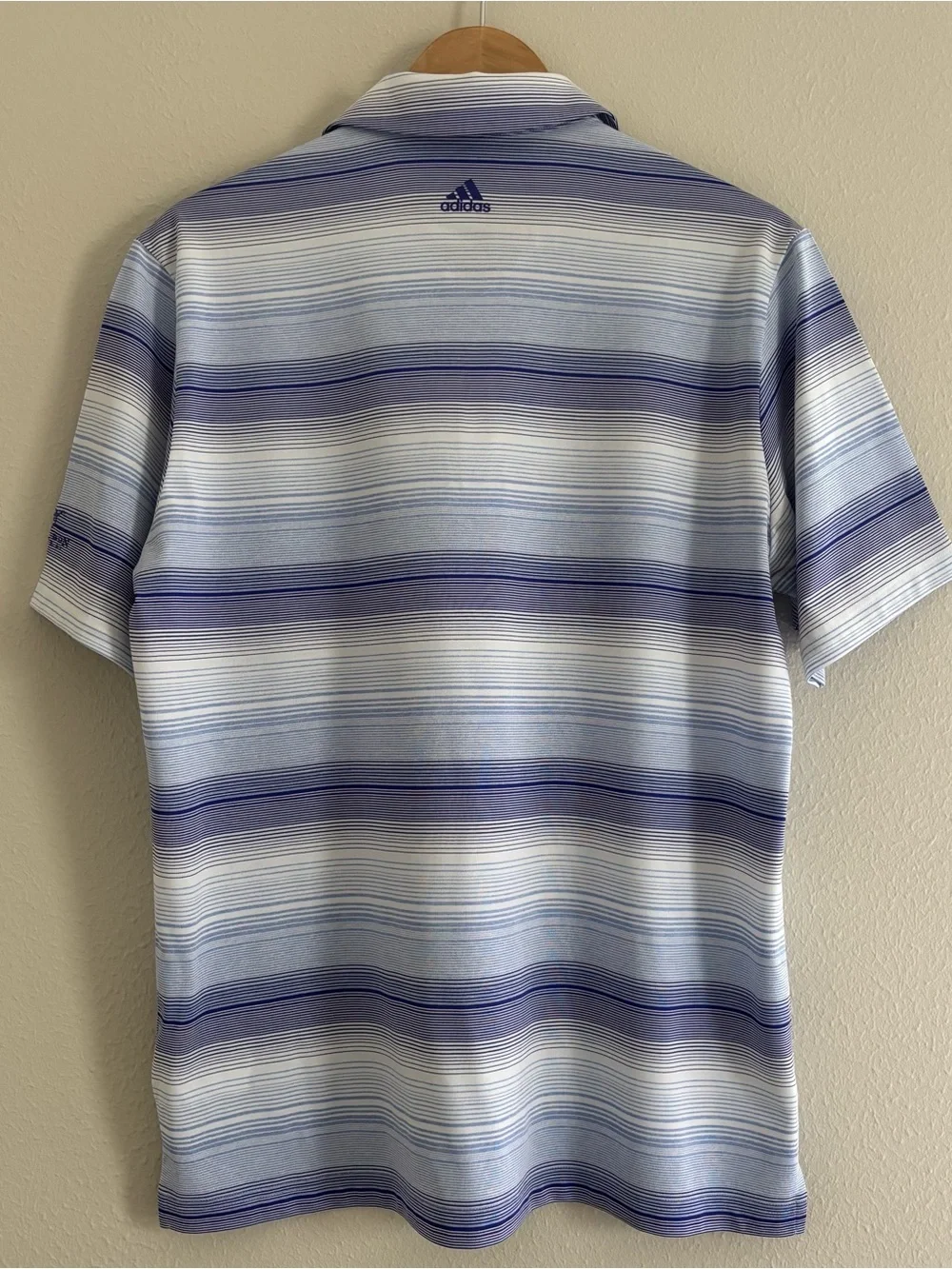 adidas Blue and White Striped Polo
